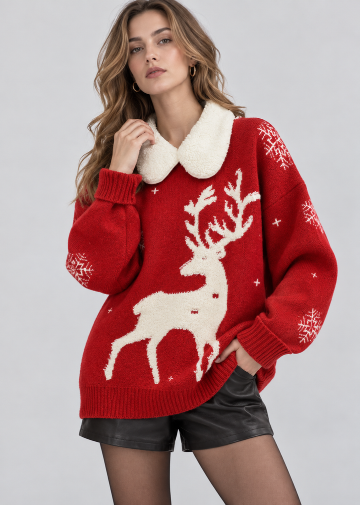 Madison | Christmas Sweater Oversized Collared Pull-On