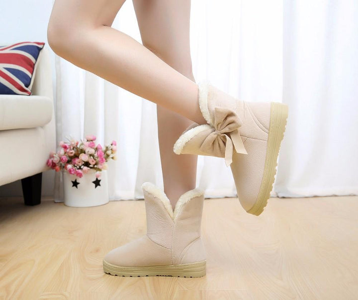 Viola | Womens Faux Suede Pull-On Bow Ankle Boots