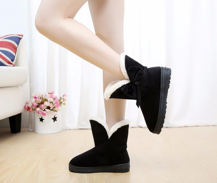 Viola | Womens Faux Suede Pull-On Bow Ankle Boots
