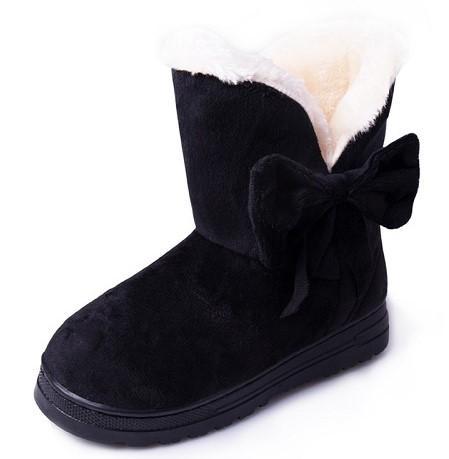 Viola | Womens Faux Suede Pull-On Bow Ankle Boots