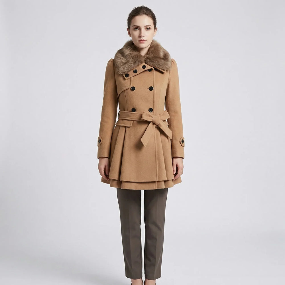 Avery | A Line Double Breasted Wool Blend Coat