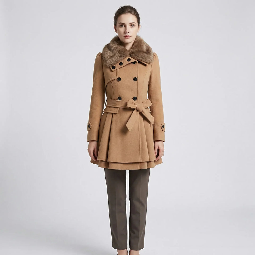 Avery | A Line Double Breasted Wool Blend Coat