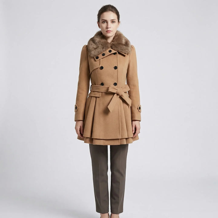 Avery | A Line Double Breasted Wool Blend Coat