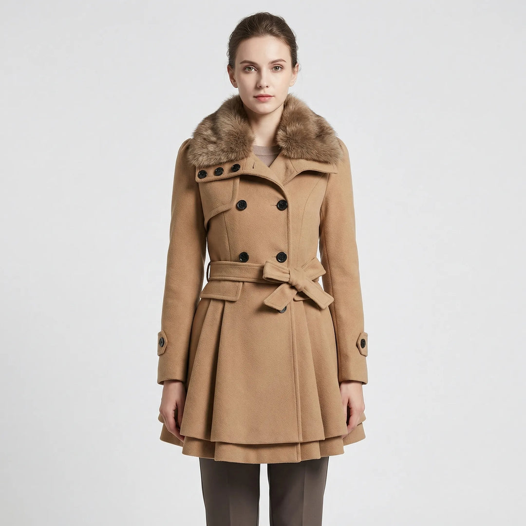 Avery | A Line Double Breasted Wool Blend Coat