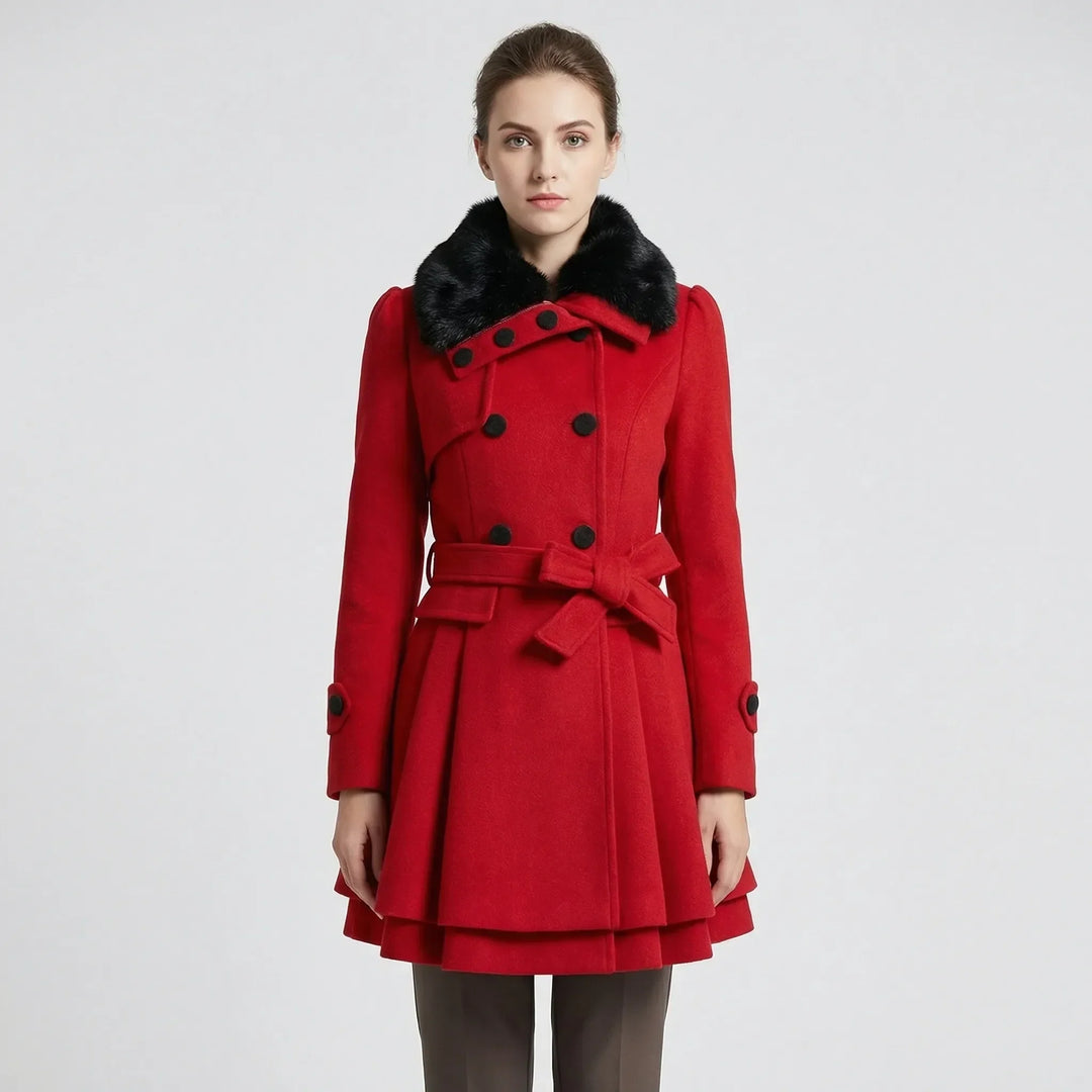 Avery | A Line Double Breasted Wool Blend Coat
