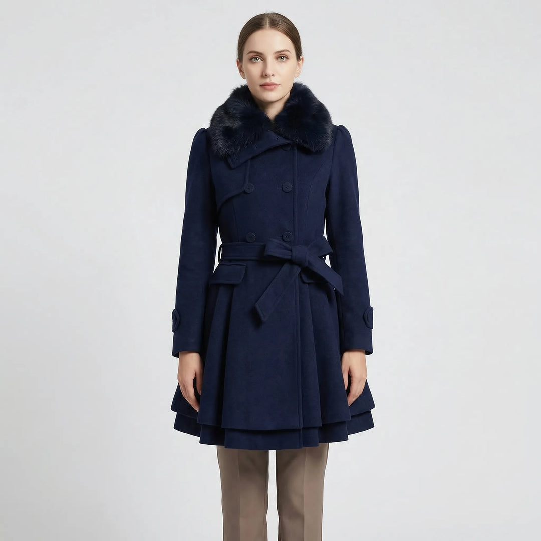 Avery | A Line Double Breasted Wool Blend Coat