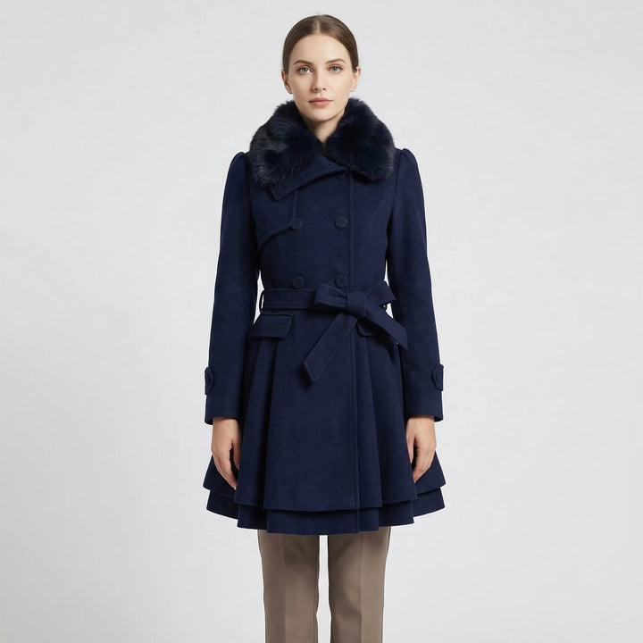 Avery | A Line Double Breasted Wool Blend Coat