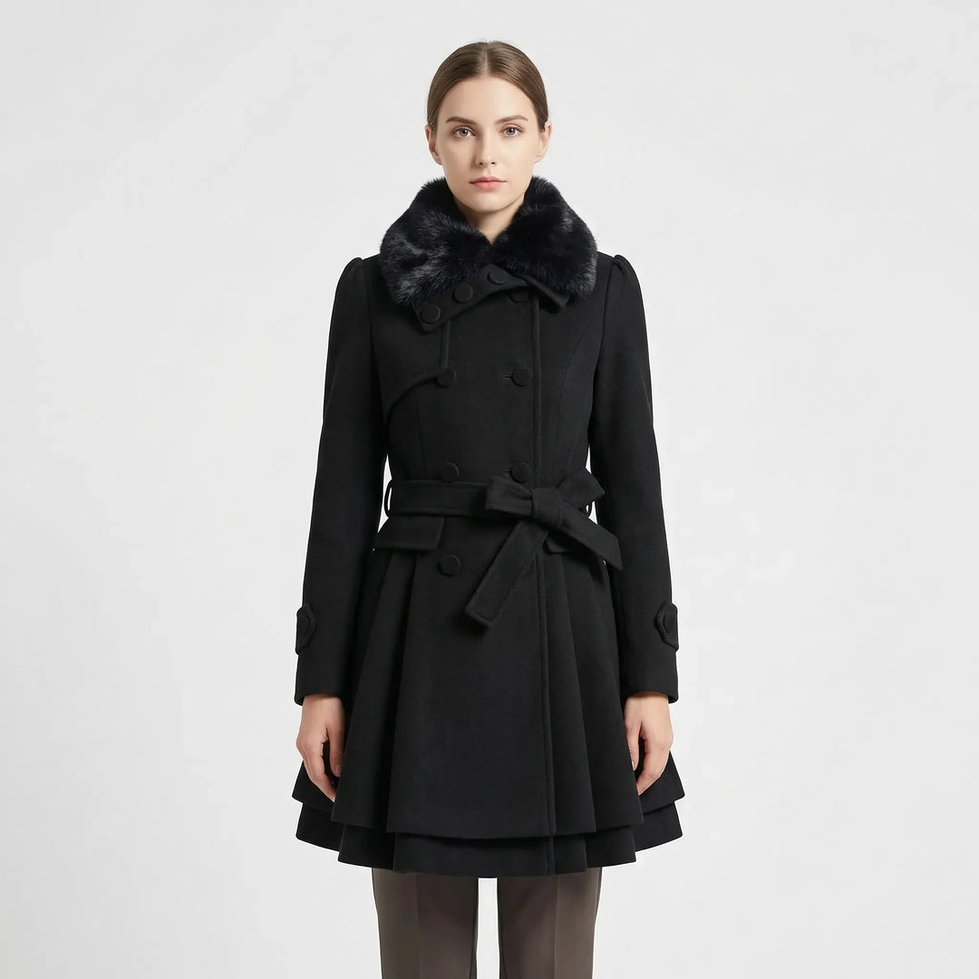 Avery | A Line Double Breasted Wool Blend Coat