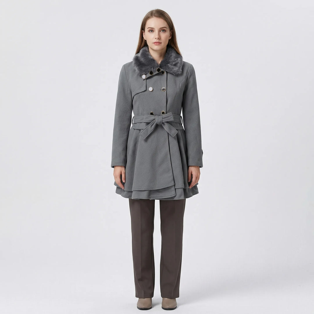 Avery | A Line Double Breasted Wool Blend Coat