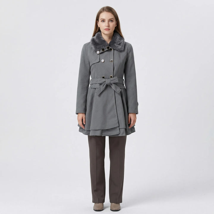 Avery | A Line Double Breasted Wool Blend Coat
