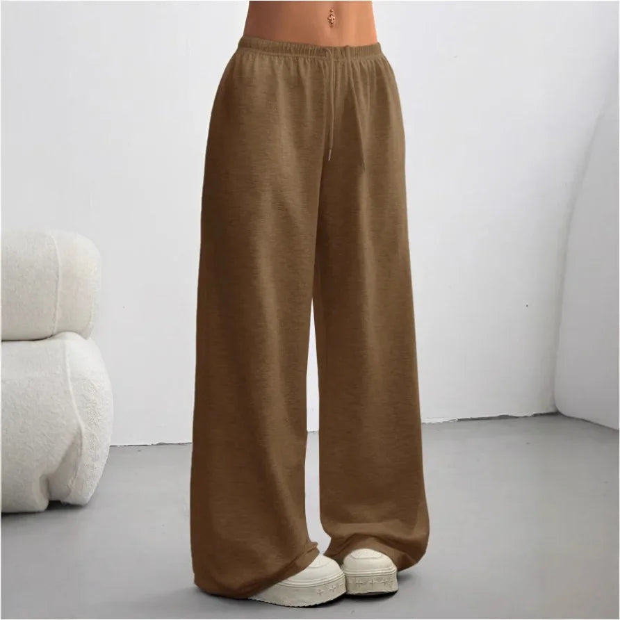 Womens wide-leg sweatpants drawstring waist, view 1
