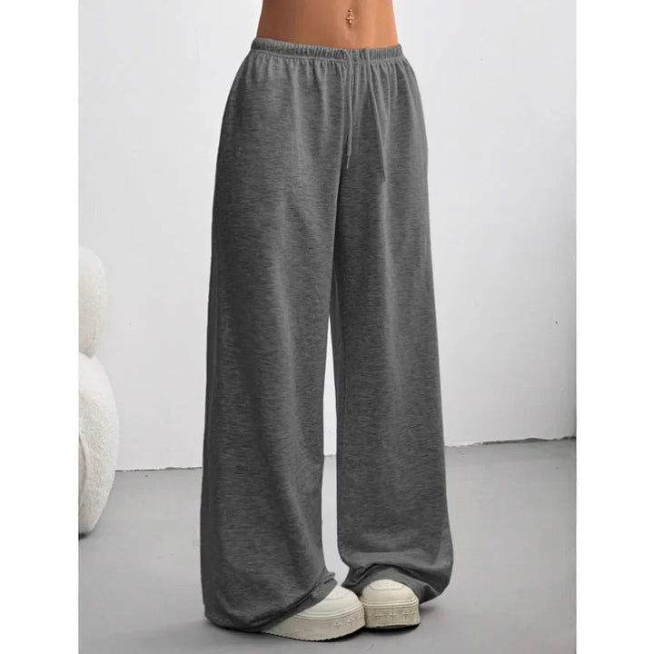 Womens wide-leg sweatpants drawstring waist, view 2