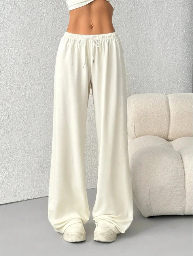 Womens wide-leg sweatpants drawstring waist, view 6