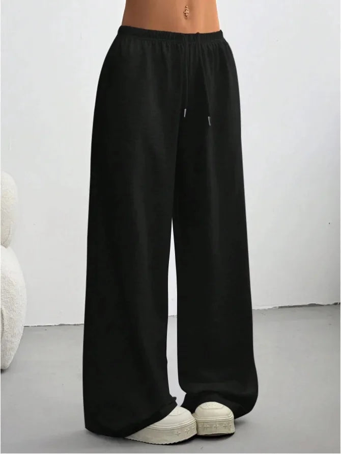 Womens wide-leg sweatpants drawstring waist, view 5