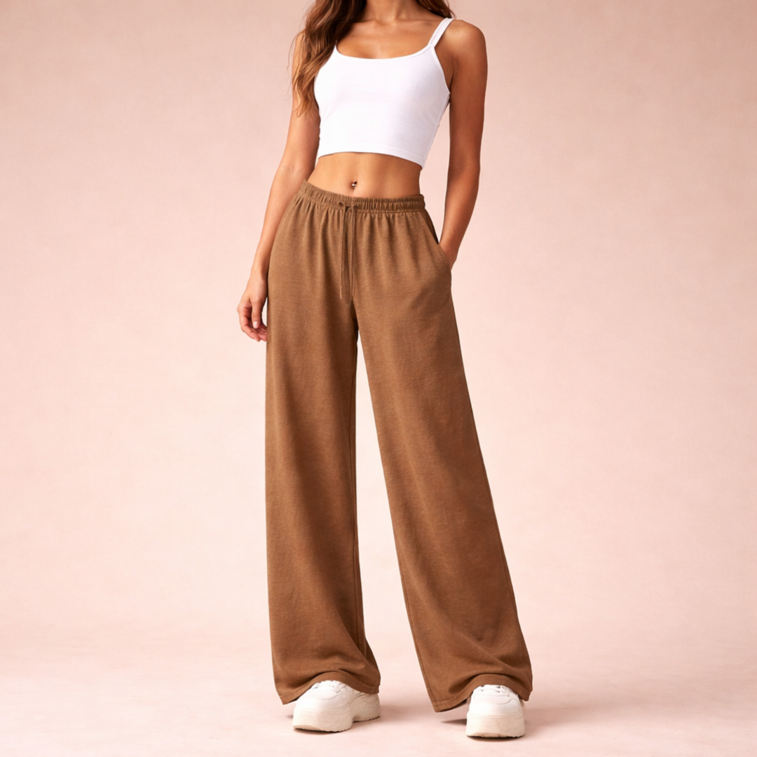 Womens wide-leg sweatpants drawstring waist, view 8