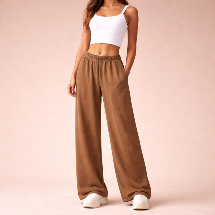 Womens wide-leg sweatpants drawstring waist, view 8