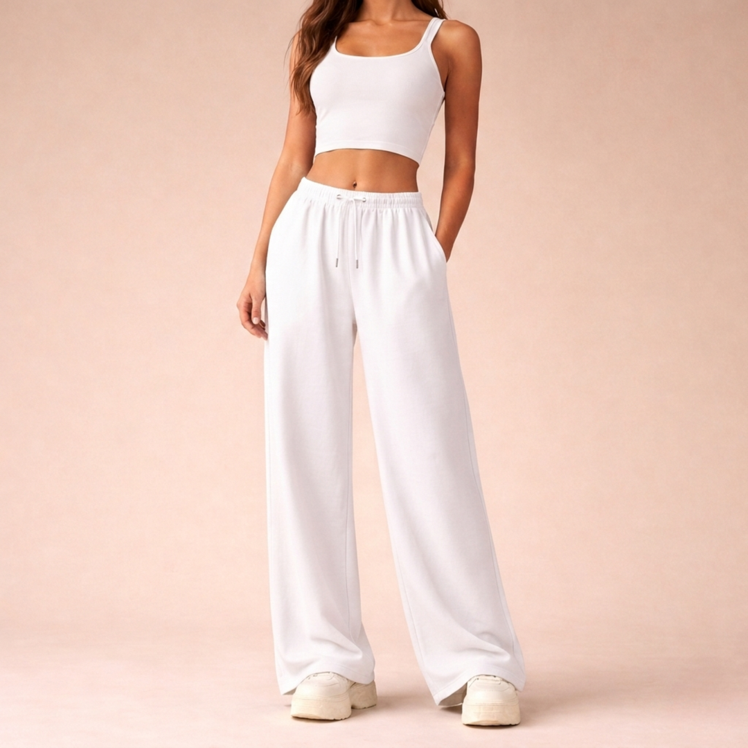 Womens wide-leg sweatpants drawstring waist, view 9