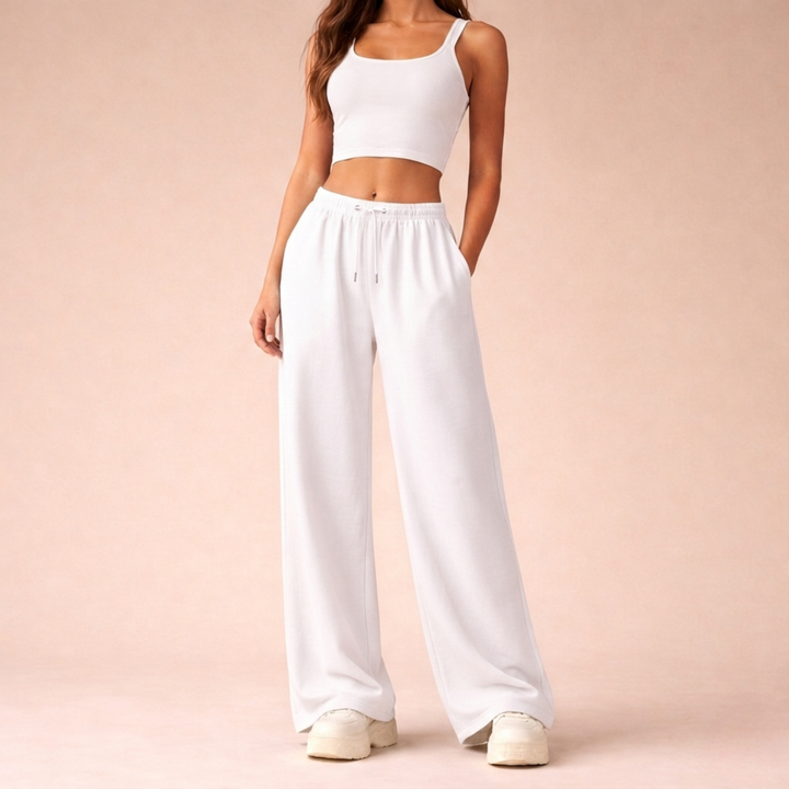 Womens wide-leg sweatpants drawstring waist, view 9