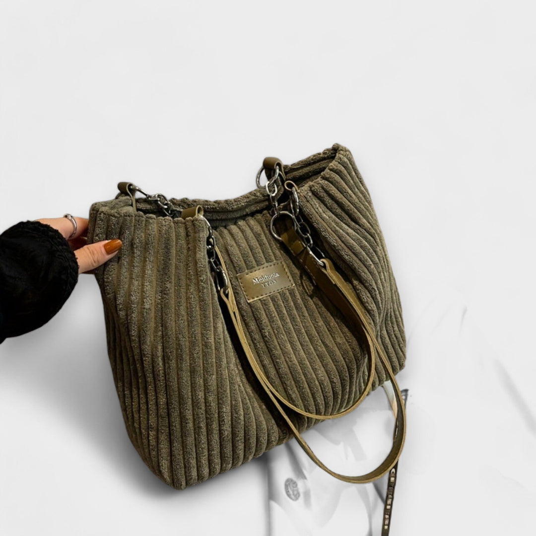 Ellis | Ribbed Corduroy Tote Shoulder Bag