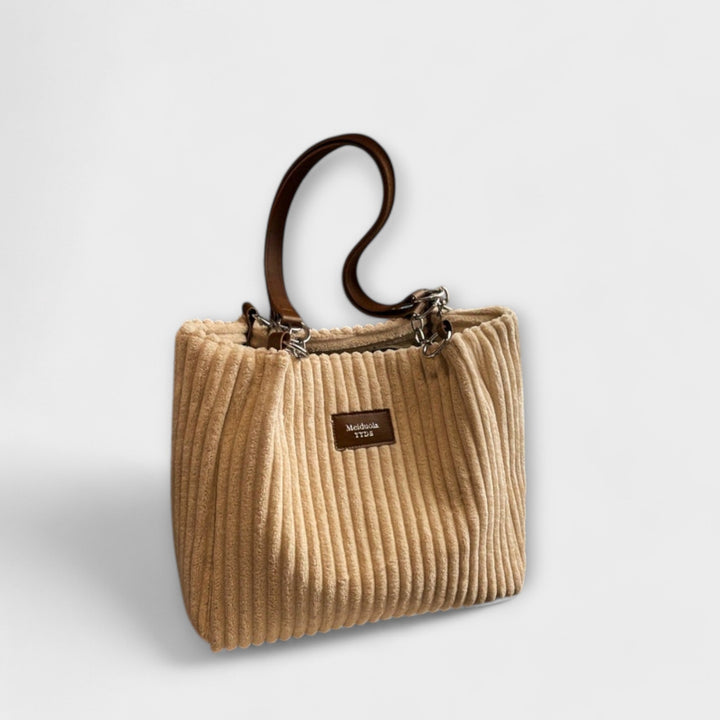 Ellis | Ribbed Corduroy Tote Shoulder Bag