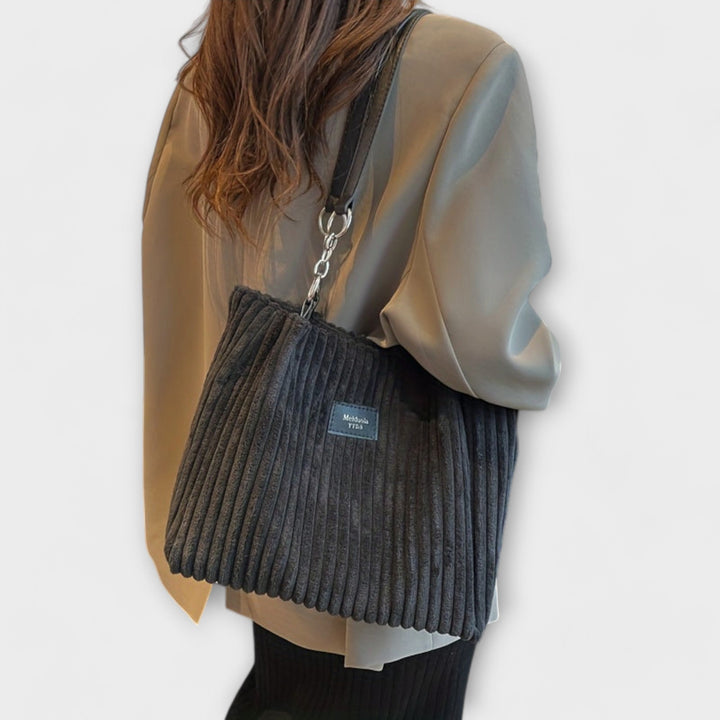Ellis | Ribbed Corduroy Tote Shoulder Bag