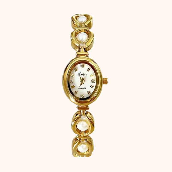 Kara | Oval Face Pearl Accent Analog Watch