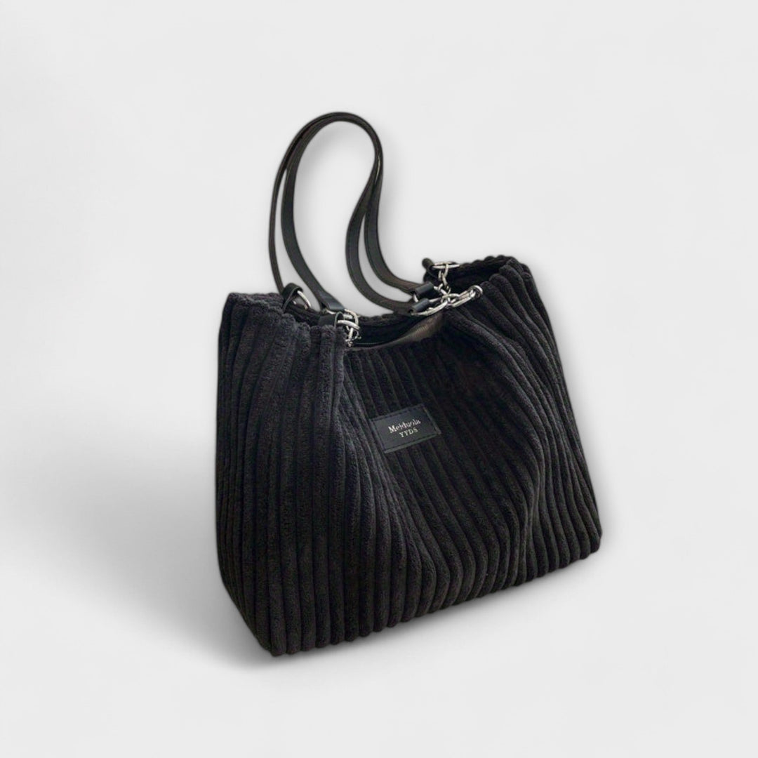Finley | Corduroy Tote Bag with Chain Detail