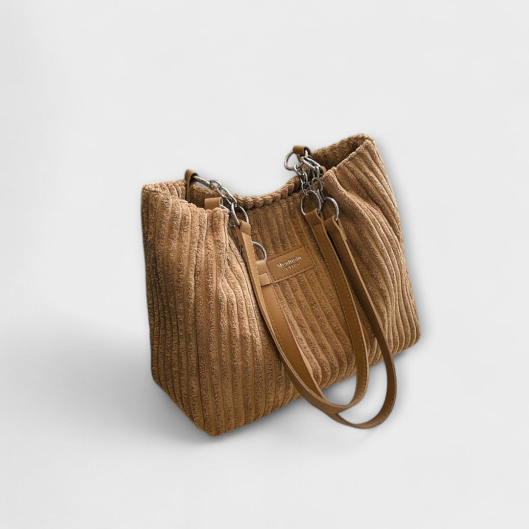 Finley | Corduroy Tote Bag with Chain Detail