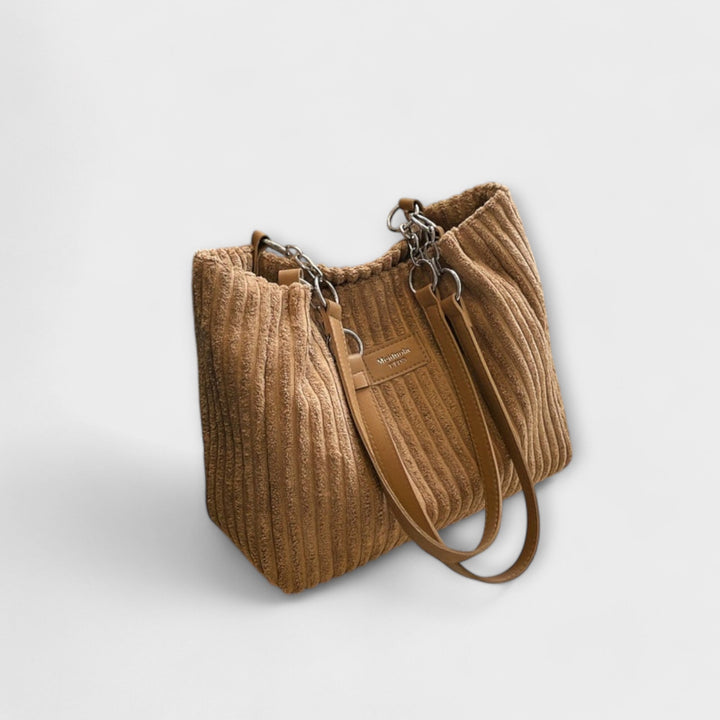 Finley | Corduroy Tote Bag with Chain Detail