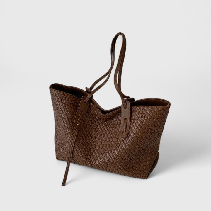 Finley | Woven Leather Tote Bag Black Bags
