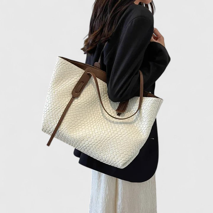 Finley | Woven Leather Tote Bag Black Bags