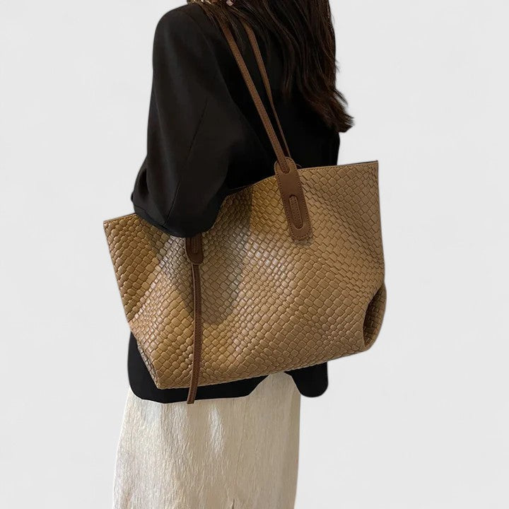 Finley | Woven Leather Tote Bag Black Bags