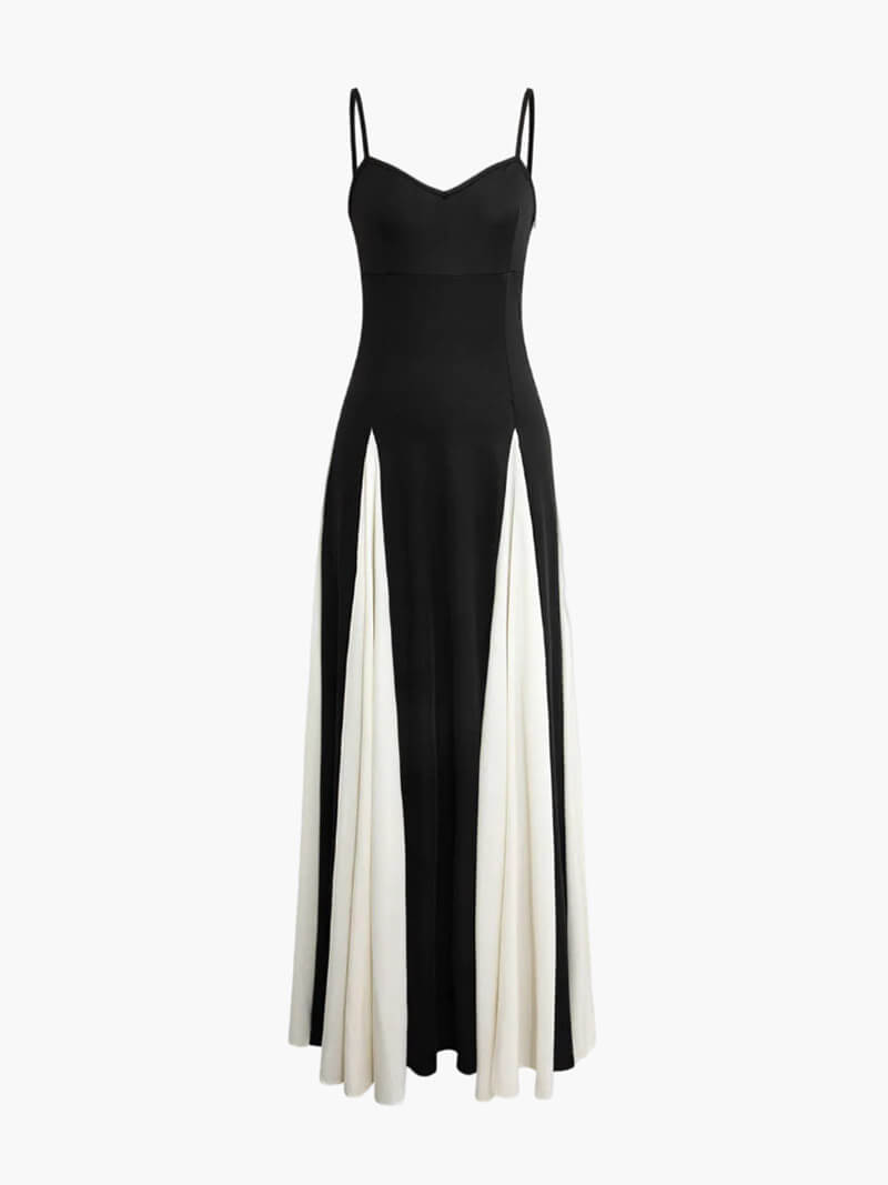 Fiona | Black &amp; White Color Block Maxi Dress