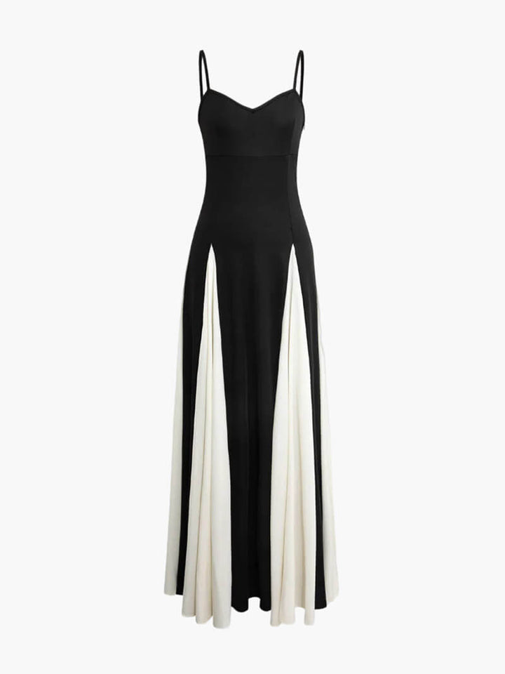 Fiona | Black &amp; White Color Block Maxi Dress