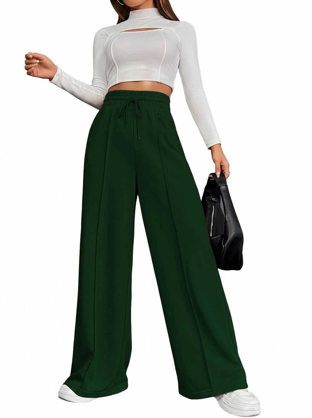 Leah | High Waist Wide Leg Pants Drawstring Trousers