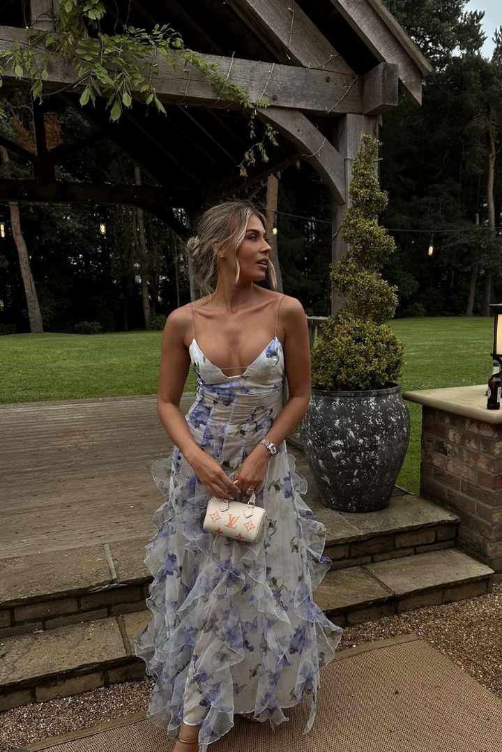 Gemma | Wedding Guest Floral Ruffle Maxi Dress