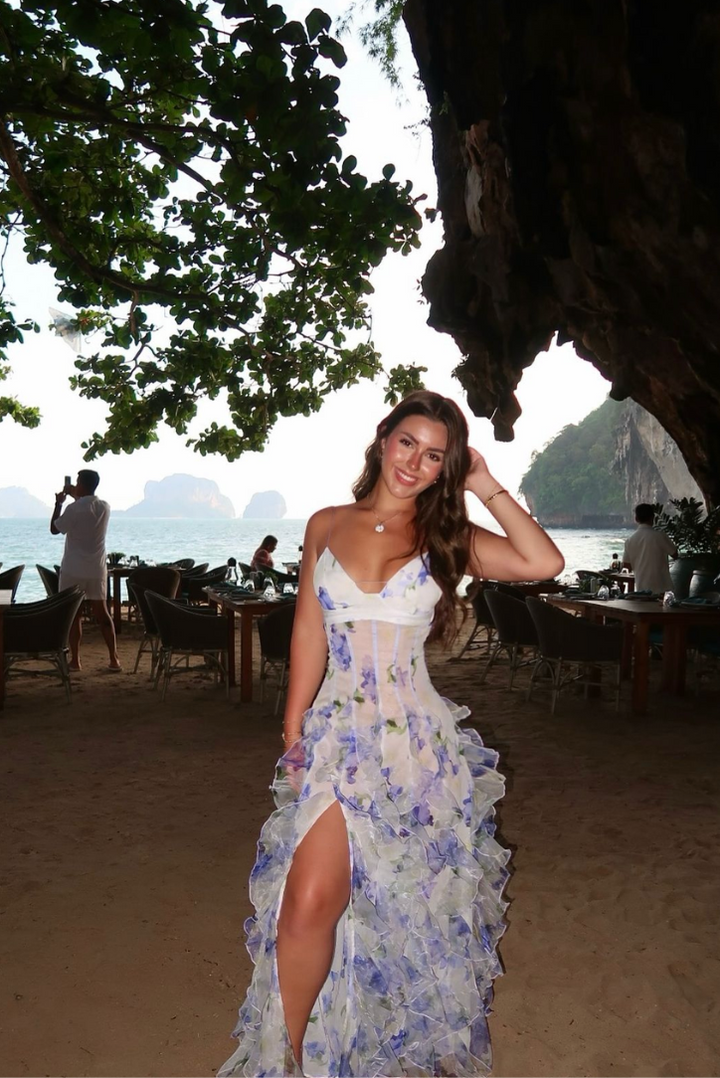Gemma | Wedding Guest Floral Ruffle Maxi Dress