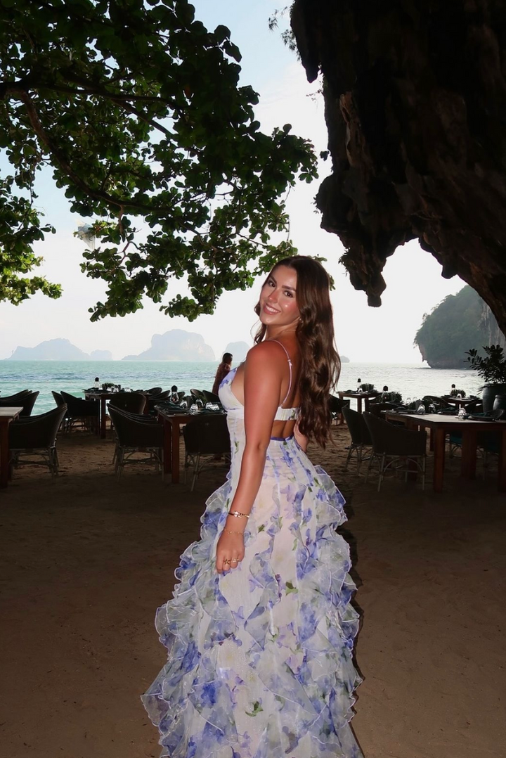 Gemma | Wedding Guest Floral Ruffle Maxi Dress