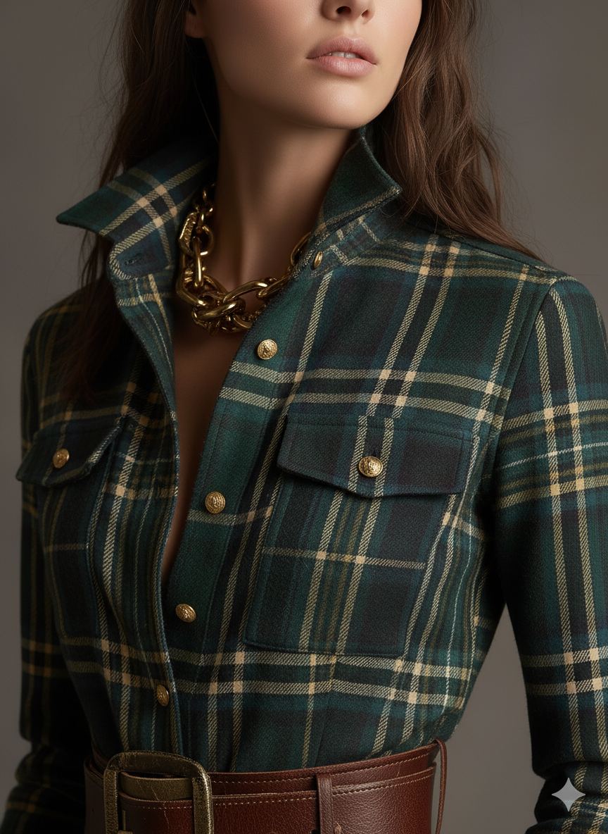 Womens plaid belted maxi shirt dress, view 10