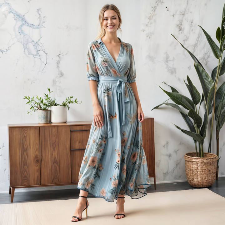 Paige | Wedding Guest Floral Maxi Wrap Dress