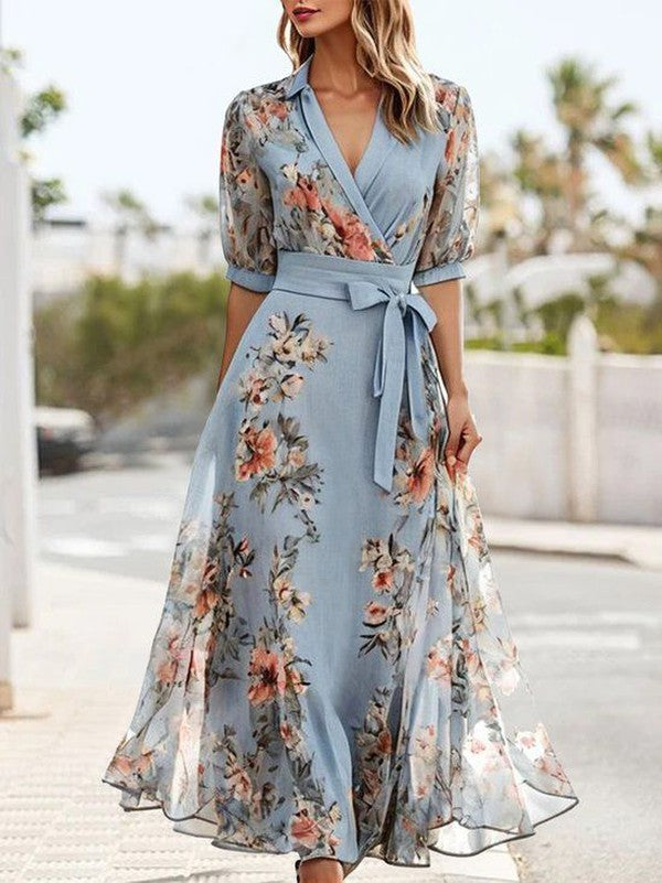 Paige | Wedding Guest Floral Maxi Wrap Dress