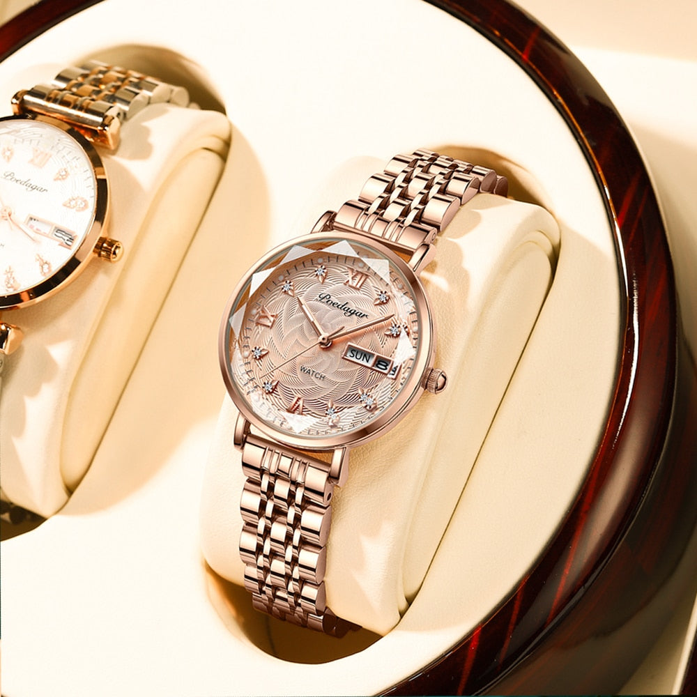 Heidi | Rhinestone Roman Numeral Link Bracelet Watch