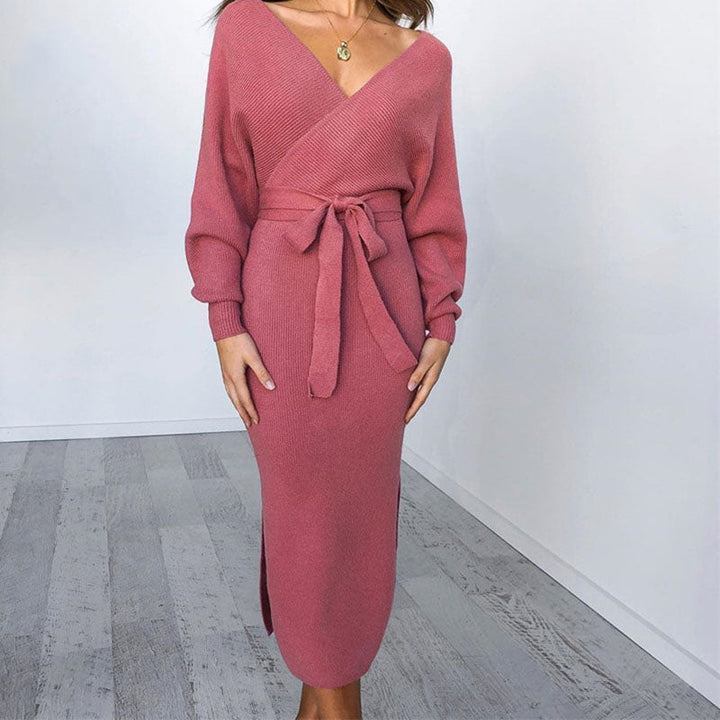 Brynn | Midi Wrap Long Sleeve Knit Dress