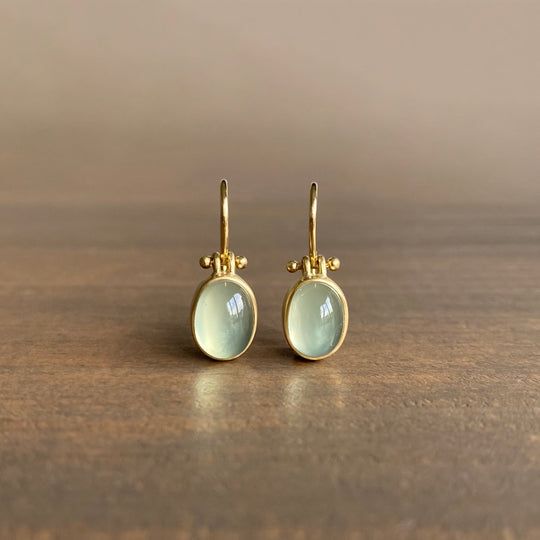 Harper | Gold Bezel Oval Drop Earrings