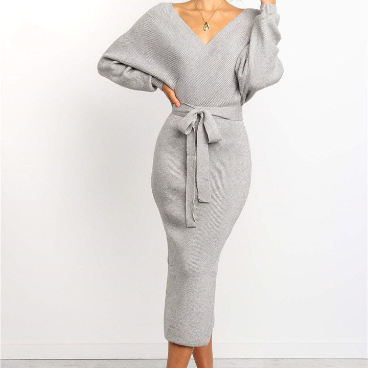 Brynn | Midi Wrap Long Sleeve Knit Dress