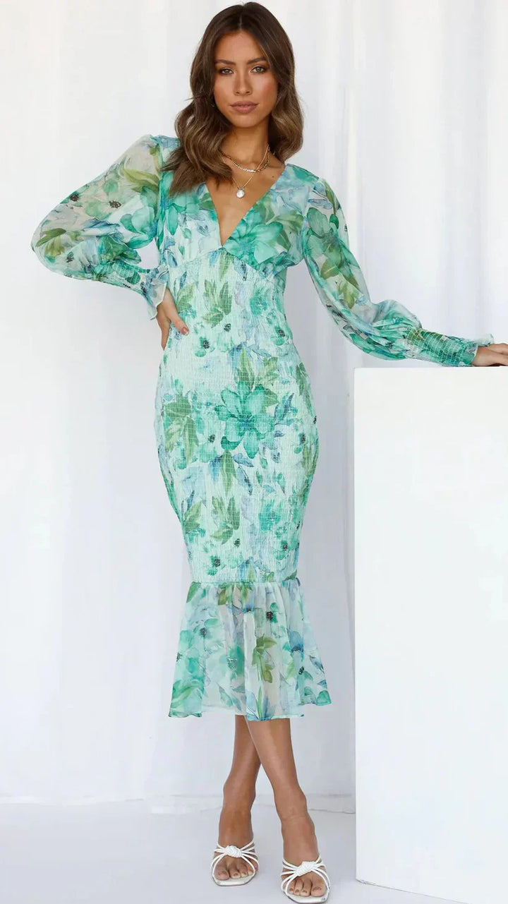Ivy | Wedding Guest Floral Midi Dress