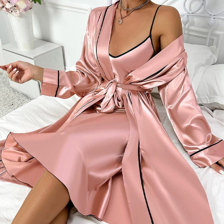 Greta | Satin Wrap Maxi Robe and Nightgown Set