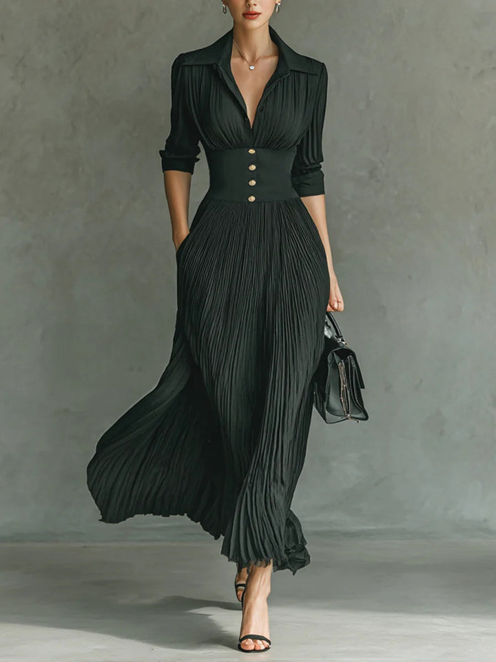 Juliet | Black Pleated Maxi Dress Women&