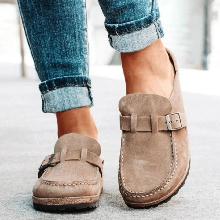 Parker | Faux Suede Buckle Cork Clogs