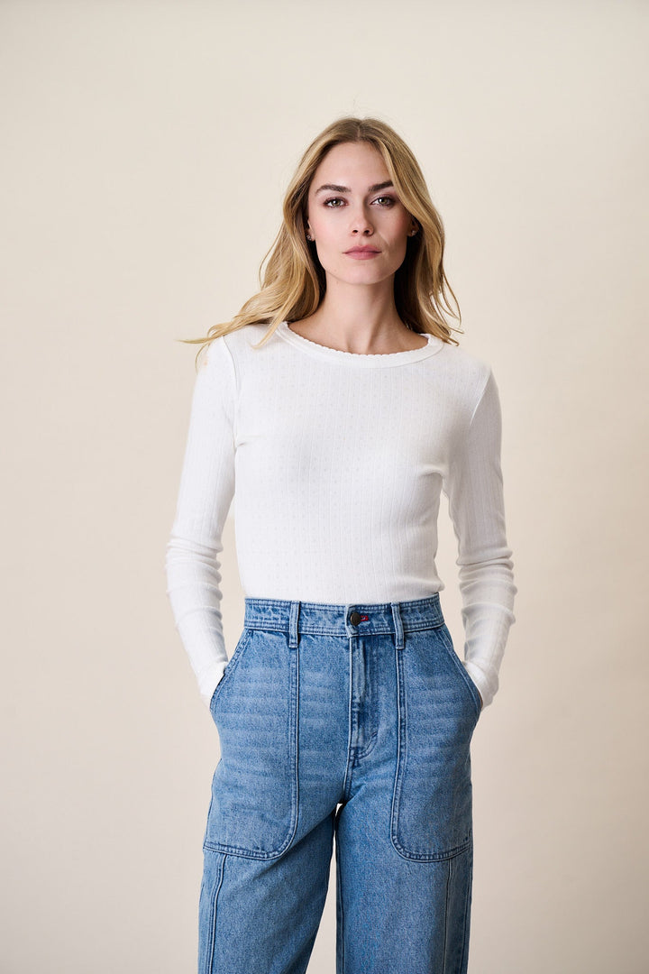 Quinn | Womens Fitted Long Sleeve Top Crew Neck